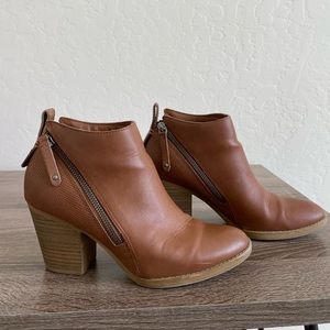 Brown heeled booties